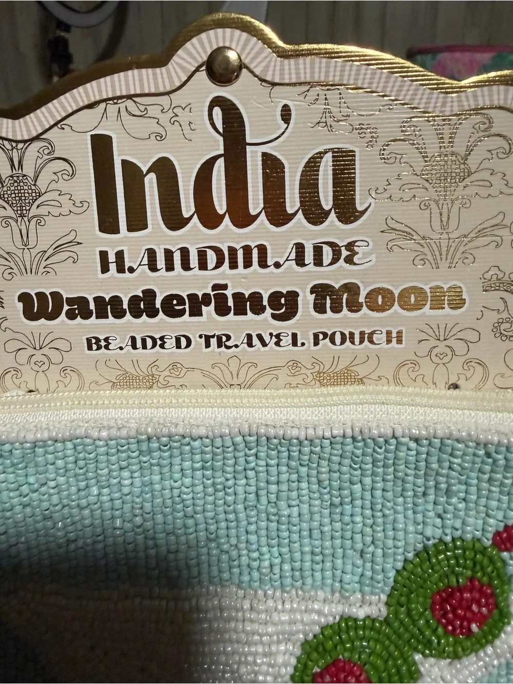 India Handmade Beaded Mint Cocktail Clutch